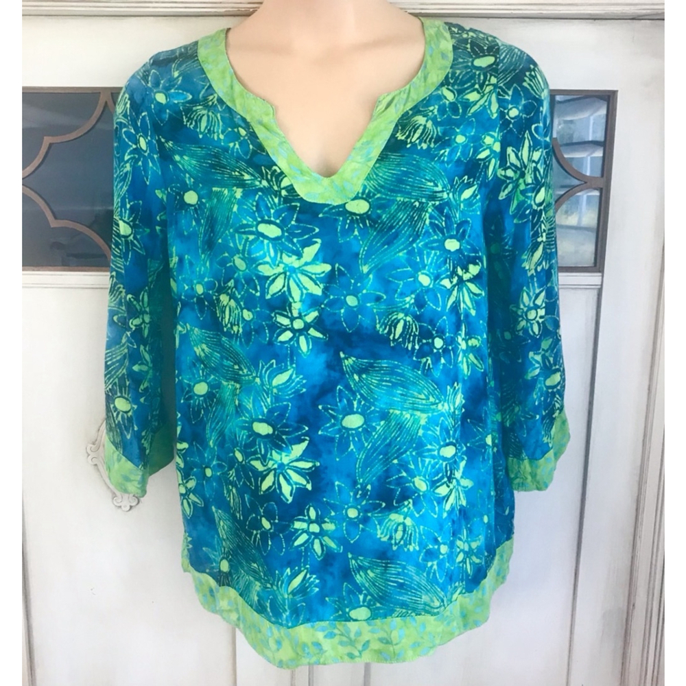EUC Soft Surroundings Anaisha Floral Batik Tunic | Sz Medium Petite